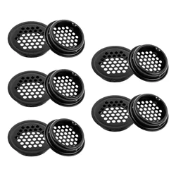 10pcs Wardrobe Cabinet Mesh Hole Air Vent Louver Ventilation Cover Stainless Steel Black Round Ventilation Grilles 35mm
