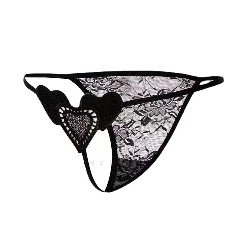 Transparent Lace Sexy Panties Ultra Thin G String Thong Women Underwear Panties Embroidered Heart Female T Back Pants Lingerie