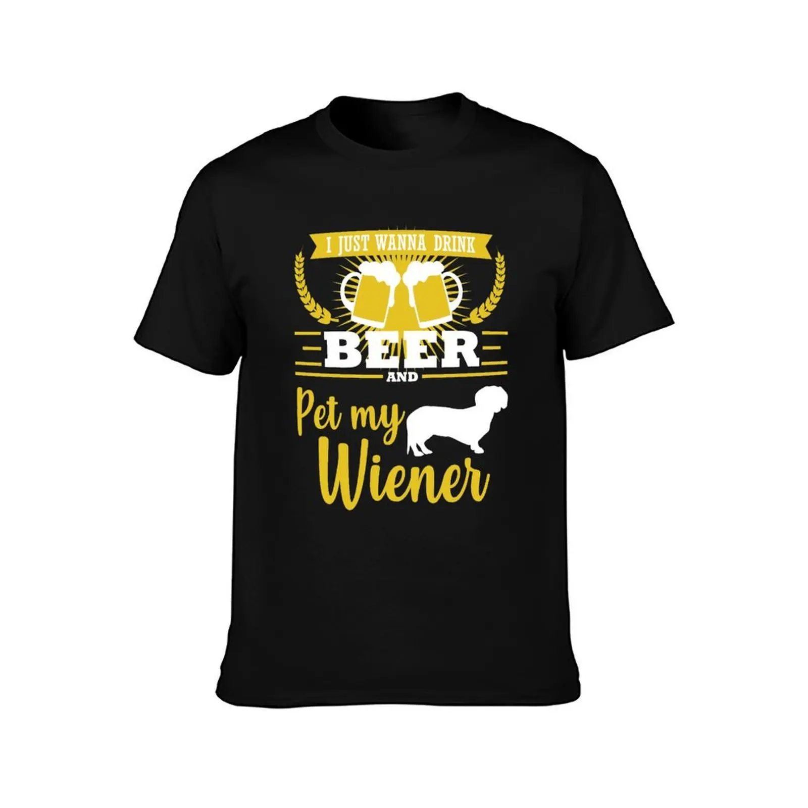 Drink Beer and Pet My Wiener Dog T-Shirt, Summer Casual Cotton Tee, Oversized Streetwear Tops, Vintage Graphic Print