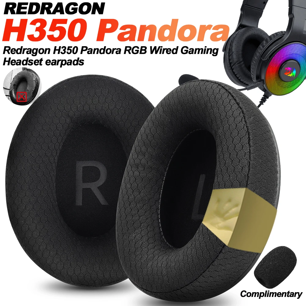Earphone Pads for Redragon H350 Pandora RGB Replacement Earpads Headphones Earmuffs Mesh Cloth Memory Covers Sponge Protein