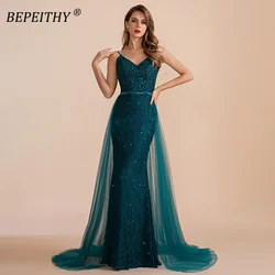 BEPEITHYCustomized Vestidos De Graduación V Neck Teal Lace Evening Formal Occassion Dress 2023 Women Mermaid Prom Party Gown New