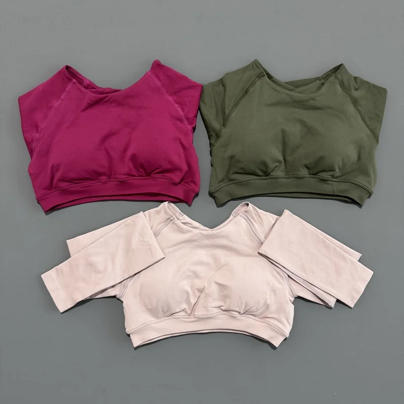 سترة علوية قصيرة الأكمام للنساء من Histello بدون خياطة لممارسة اليوجا، ملابس قصيرة مكشوفة السرة، ملابس رياضية للتدريب في صالة الألعاب الرياضية #3