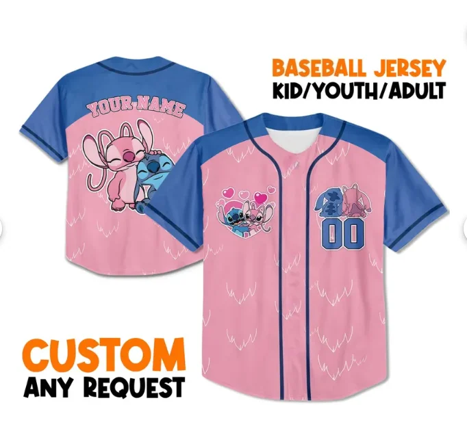 

Бейсбольные рубашки с 3D принтом Disney Angel 2025 года для мужчин и женщин, повседневные бейсбольные майки, летняя мода для детей с короткими рукавами