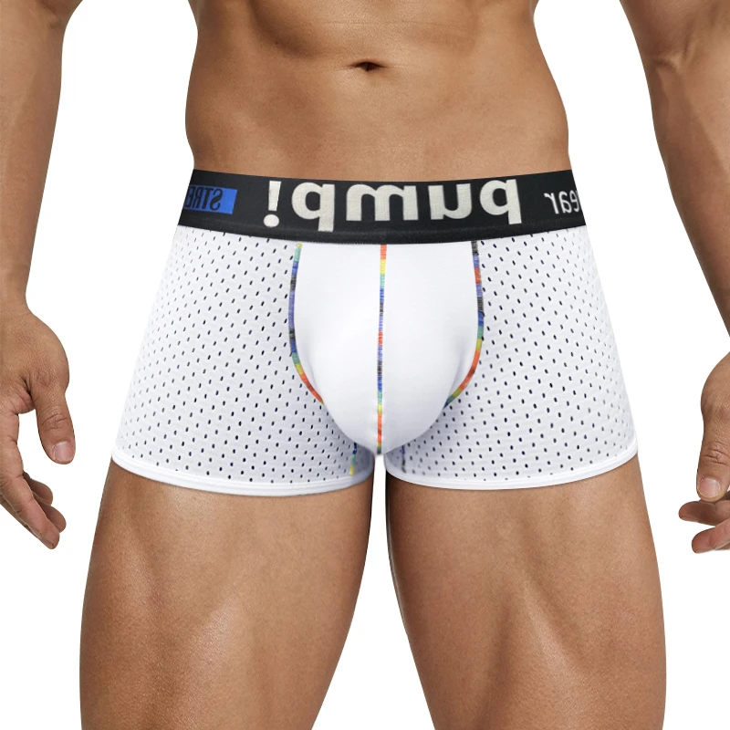 Men's Sports Underwear Mesh Breathable Sexy Fashion Solid Color Men's Flat Corner Pants MP293