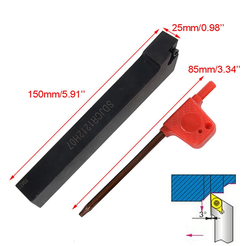 Efficient SDJCR1212H07 Lathe Turning Tool Holder for Semi finishing and Finishing + 10X DCMT0702 Carbide Inserts