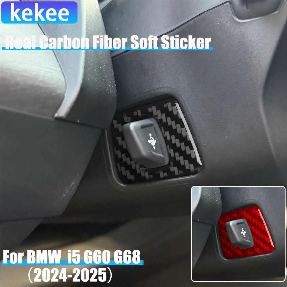 

Real Carbon Fiber Car Accessories Driver Wheel Adjustment Trim Cover Soft Sticker For BMW 5 Series I5 G60/G68 BEV 2024 2025