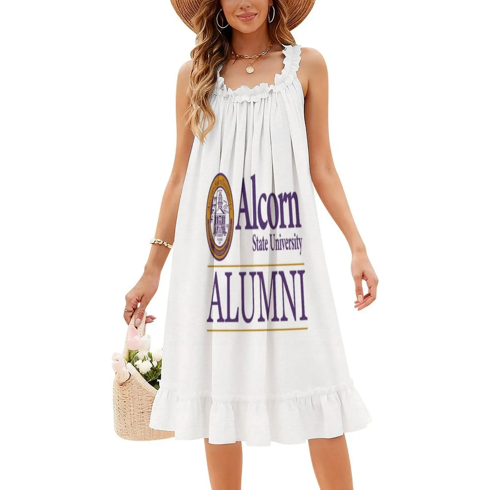 فستان بوهيمي بوهيمي بدون أكمام من Alcorn State متعدد المطبوعات لحفلات العطلات على الشاطئ فستان Alcorn State University Asu Alcorn ملابس نسائية