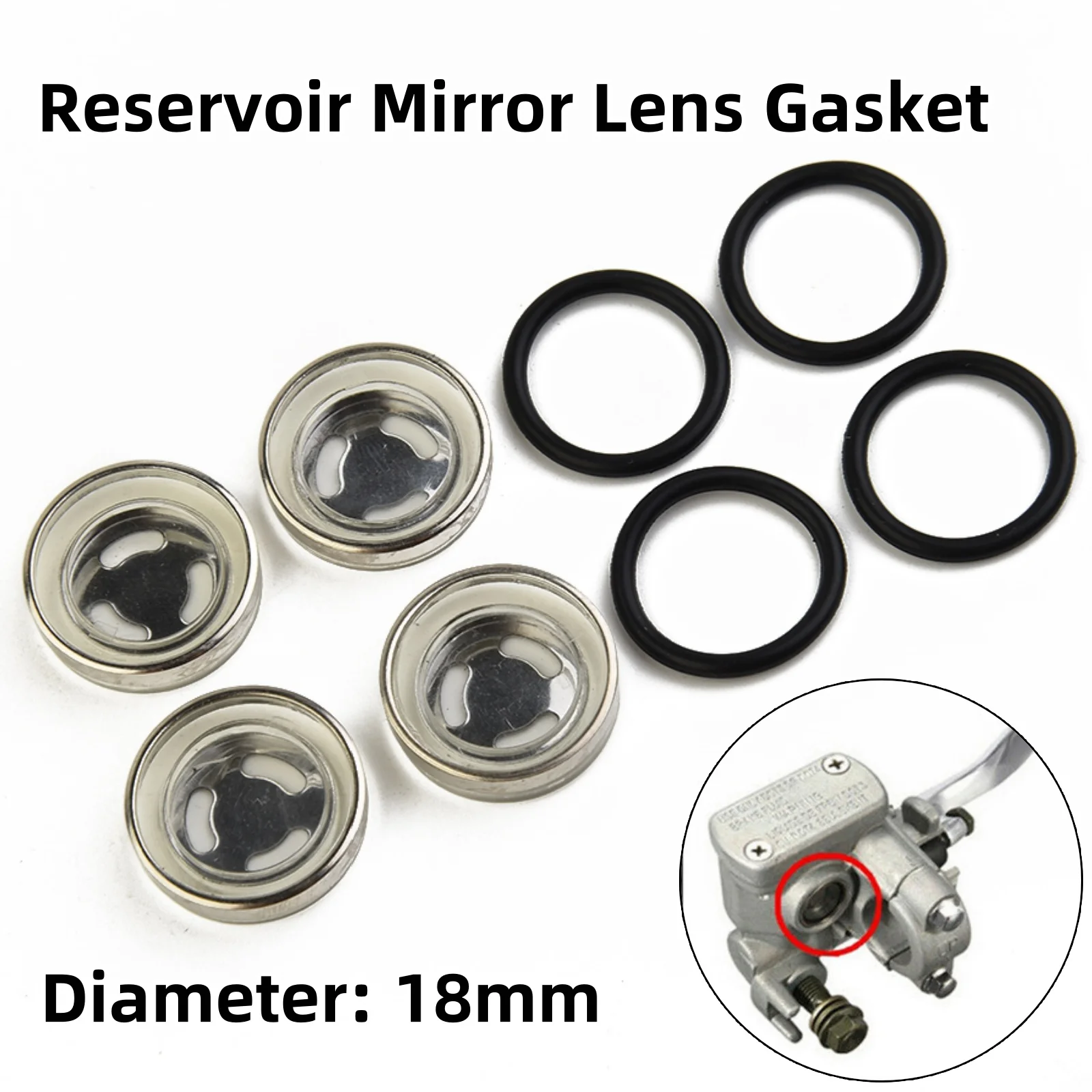 

4x 18mm Motorcycle Reservoir Mirror Lens Rubber Gasket Upper Pump Master Cylinder Brake Pump Oil Window Mirror Sight Glass