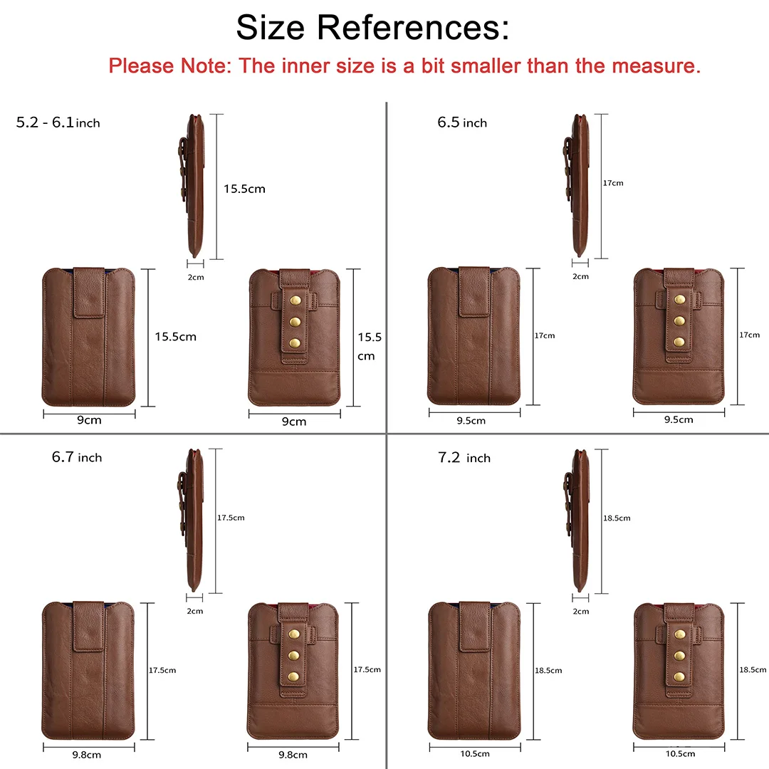 Cow Genuine Leather Phone Belt Clip Case Men Hand Waist Bag For iPhone 15 14 Pro Max Xiaomi Redmi Note 13 12 11 10 Holster Pouch