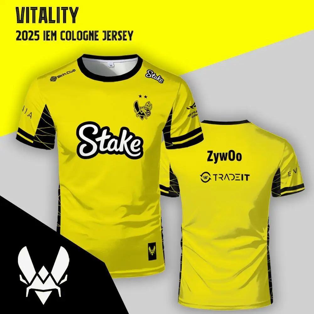 

Team Vitality Esports Club University 2025 IEM Cologne Jersey CSGO Pro League Major Training Uniform Unisex New Yellow T-shirt