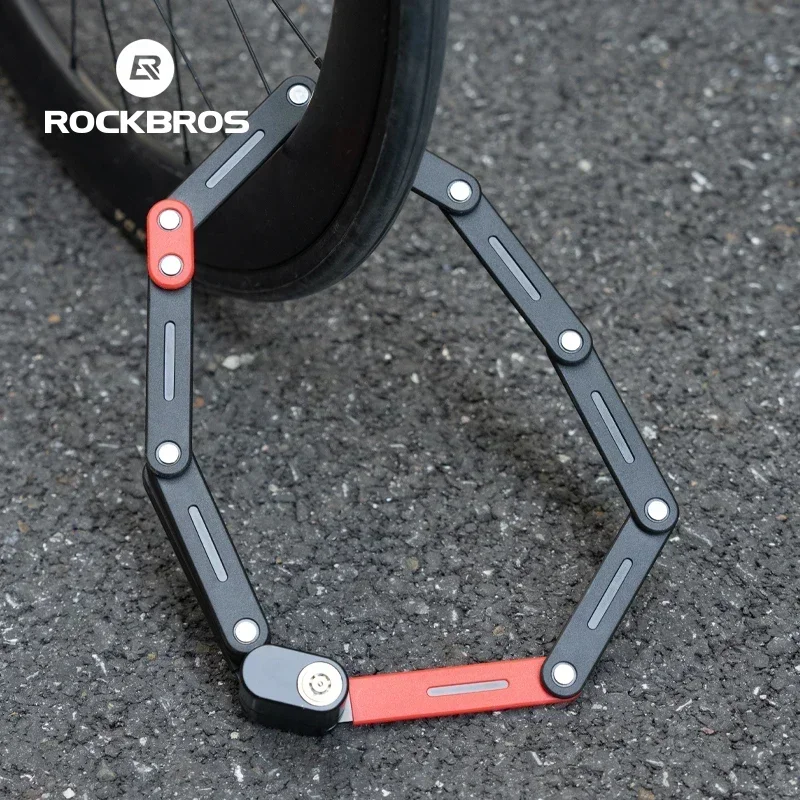 

ROCKBROS велосипедный складной замок, противоугонная защитная цепь, трос, навесной замок 120 см, удлиненный цепной замок, MTB, дорожный портативный велосипедный замок