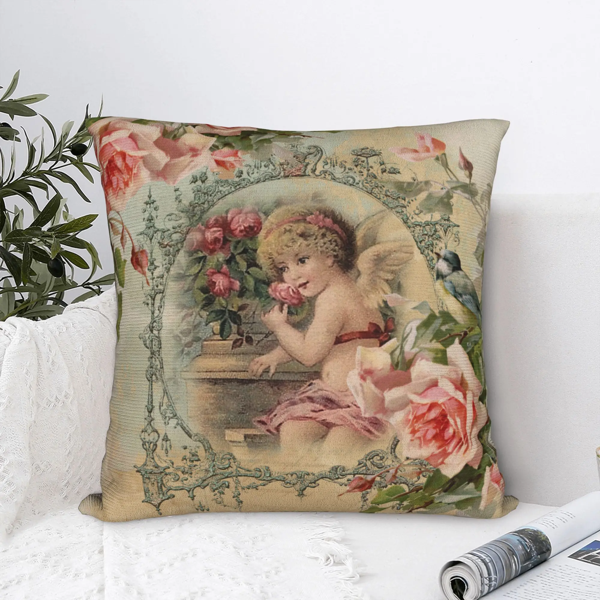 Victorian Angel Christmas Pillowcase Printed Polyester Cushion Cover Decor  Throw Pillow Case Cover Home Wholesale 40X40cm