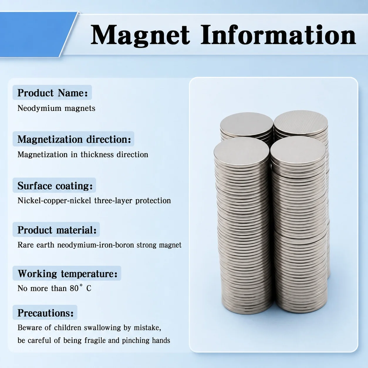 Neodymium Magnet Extra Strong High Purity Magnetic Raw Material Round 12x1mm for Fridge Decoration Office Organizer