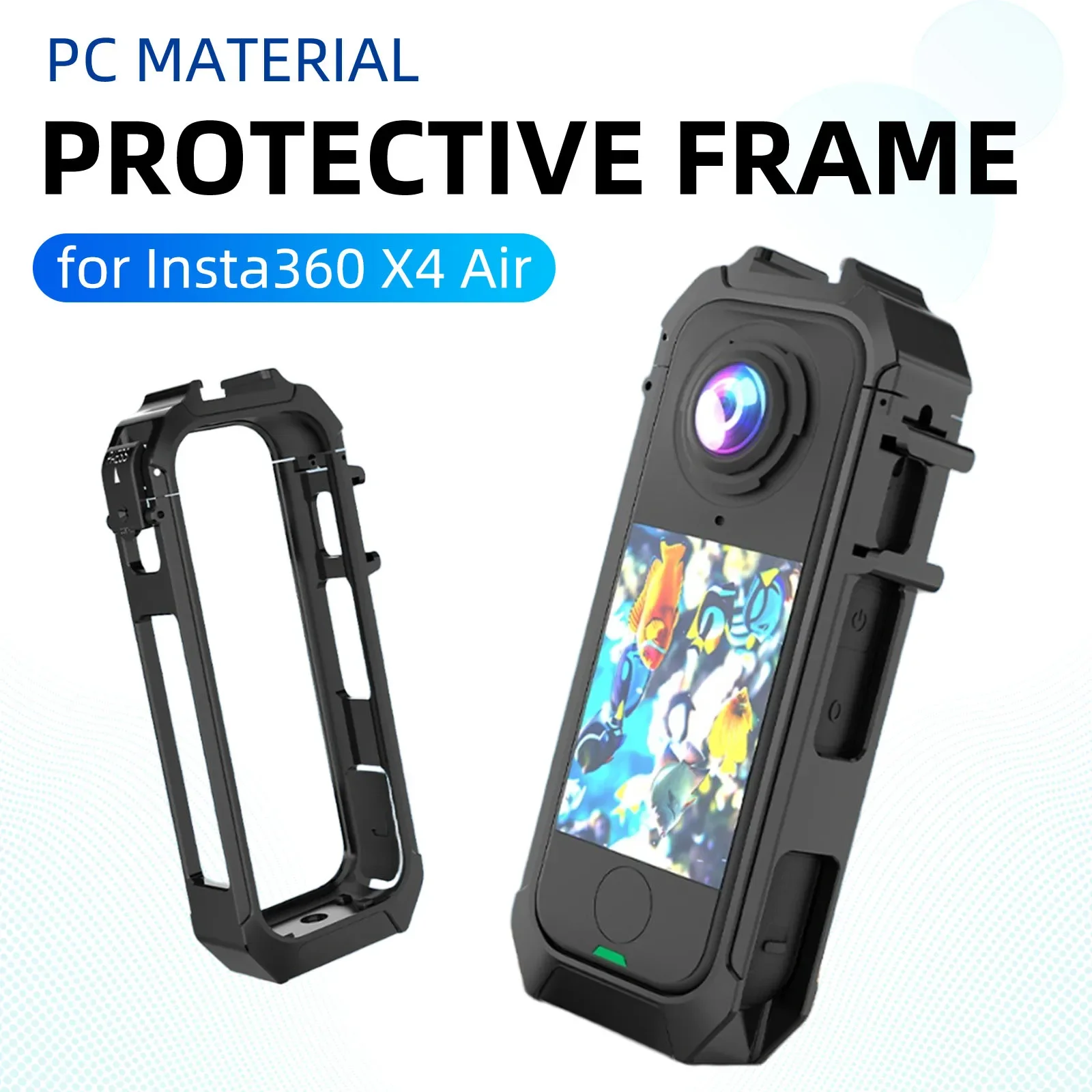 

PC Frame Cage for Insta360 X4 Air Plastic Protective Durable Case with Cold Shoe Mount Camera Frame Case Accessories