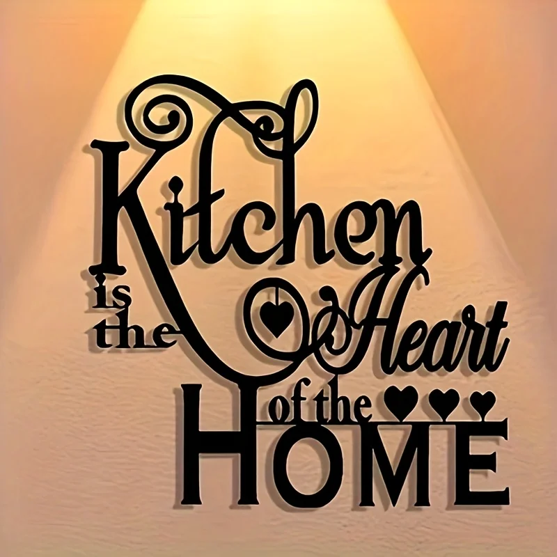 2D Cursive Script with Heart Design, Detachable & Reusable Decor for Kitchen Retro 