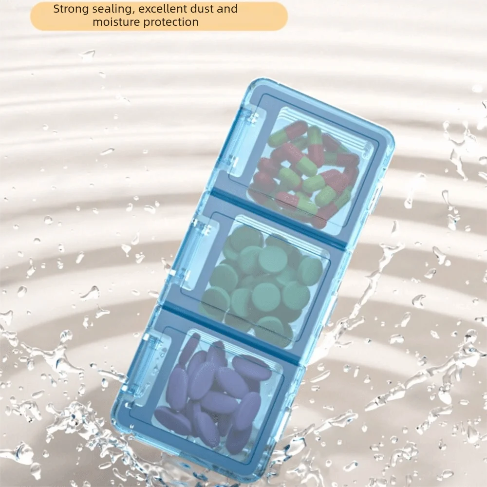 Large Capacity Portable Pill Box Moisture-Proof Waterproof Travel Medicine Case Flip Cover Food-Grade Daily Pill Organizer