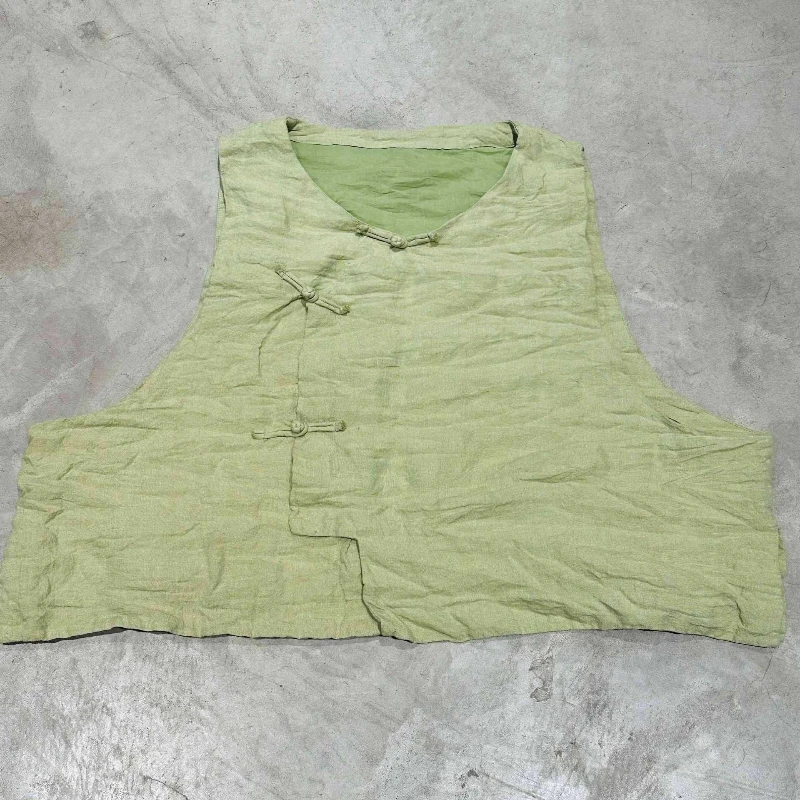 Spring Chinese Vintage Waistcoat Women Ramie Cardigan Outfits Ladies Jacket Clothes Woman Double Layer Outerwear Casaco Feminino