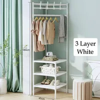 Living Room Floor Standing Corner Storage Rack Jacket Coat Shoes Towel Organizer Shelf 2/3 Layer Clothing Hanger Home Storage