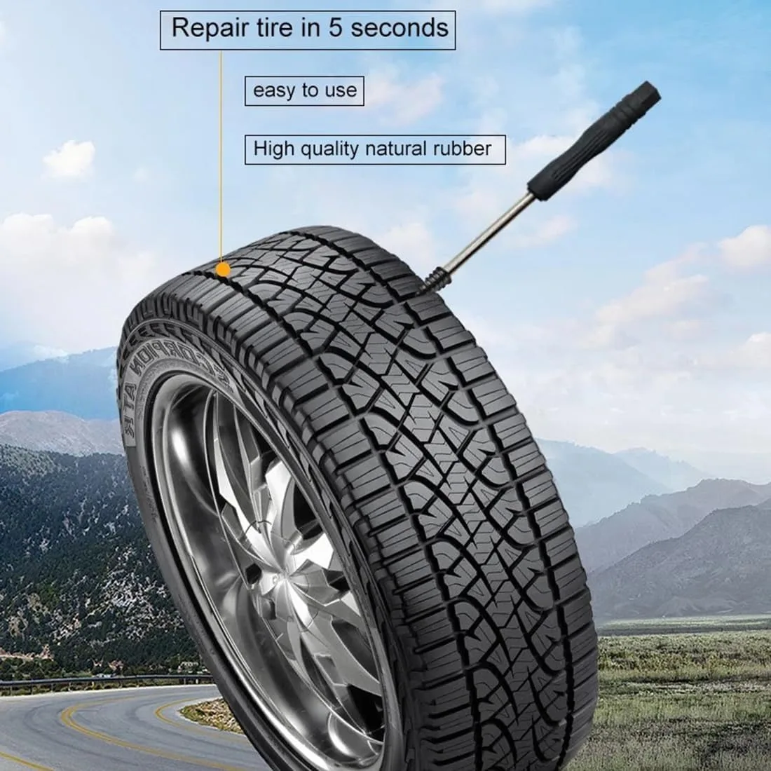 طقم تصليح ثقب لمسامير إصلاح الإطارات فراغ السيارة، مسامير إصلاح الإطارات ذاتية الخدمة سريعة للإطارات المسطحة مع مفك البراغي