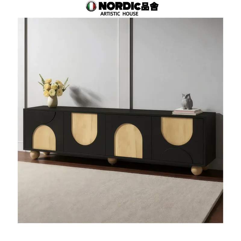 Nordic Antique Splicing Entrance Cabinet Retro Floor to Ceiling Storage Sideboard for Dining Room Entryway Hallway Furniture