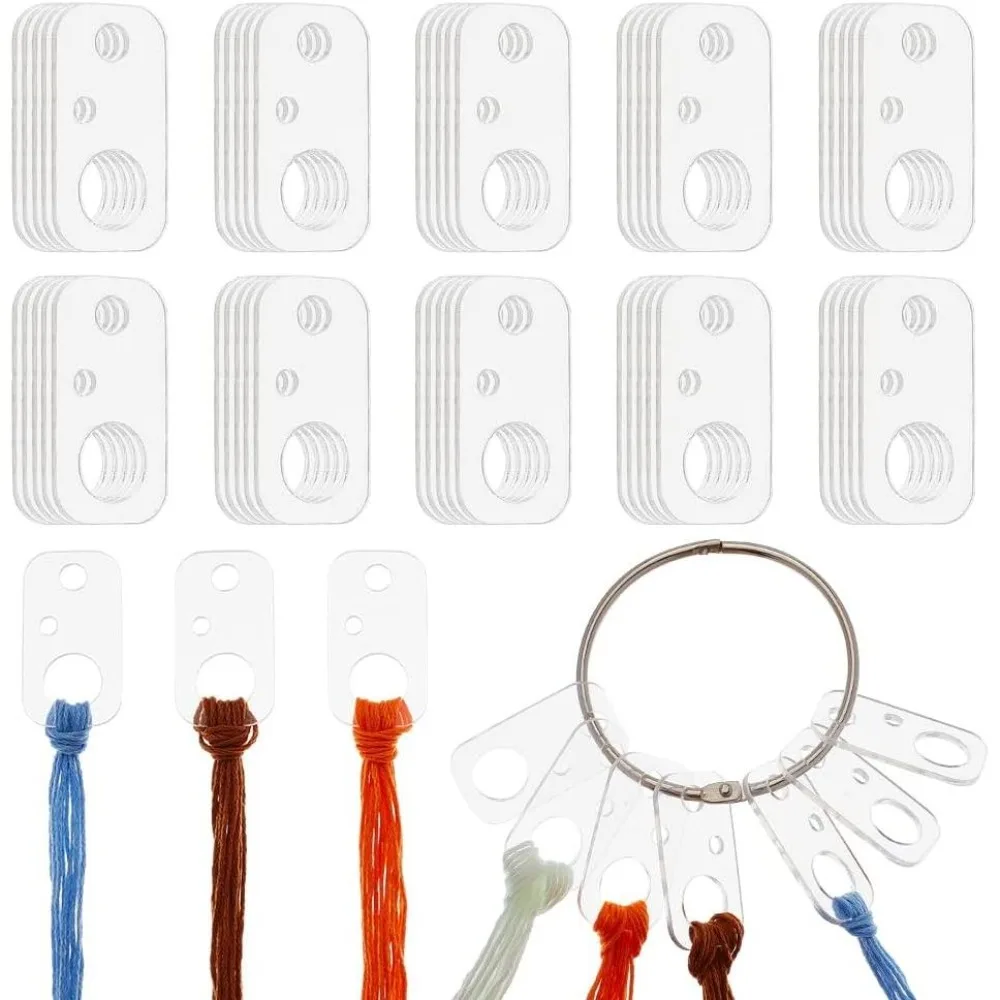 50Pcs Clear Acrylic Bobbins with Hinged Ring Oval Acrylic Bobbins Stitch Tread Bobbins Sewing Thread Winding Thread