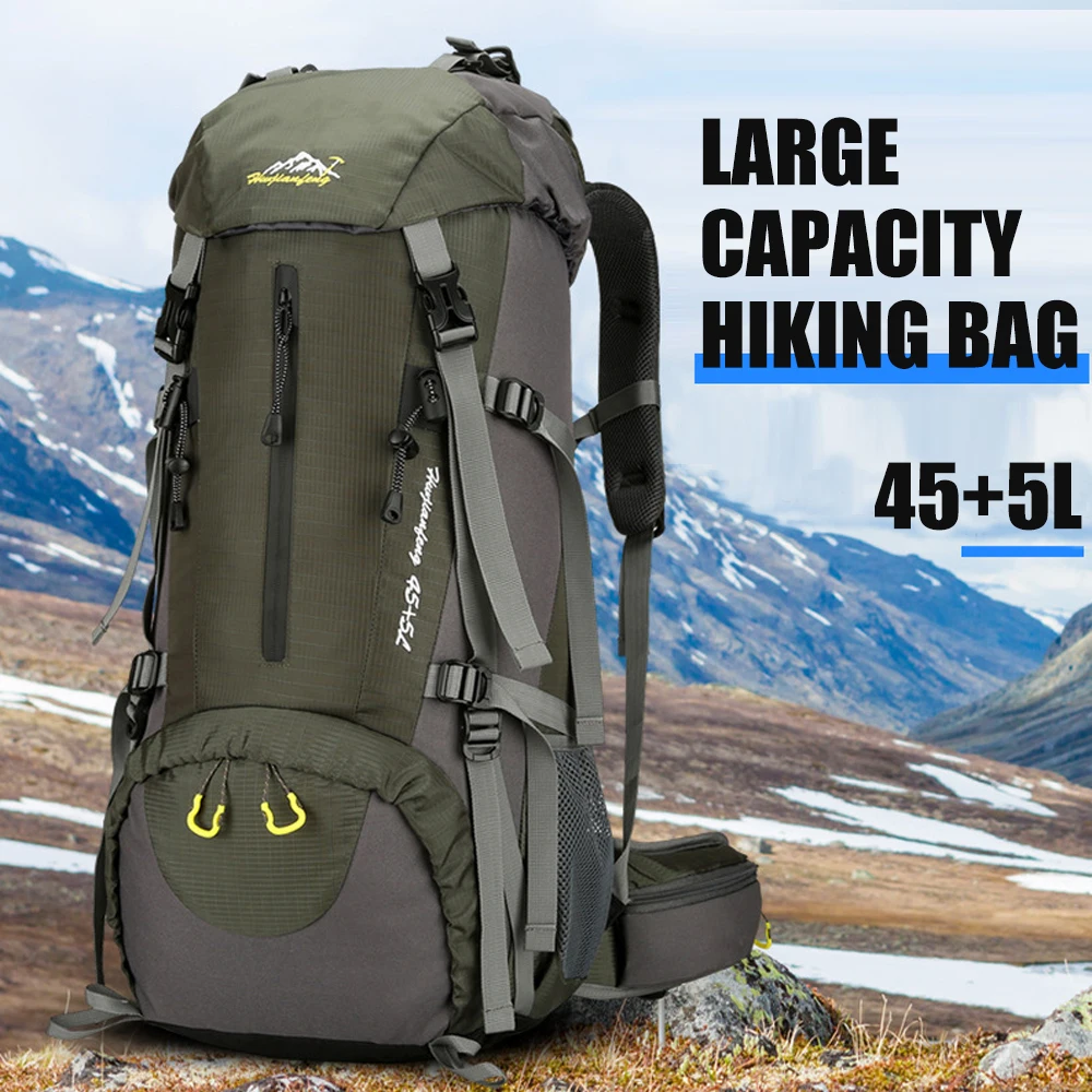 1PCS 50L Hiking Backpack, Water Resistant Lightweight Outdoor Sport Daypack Travel Bag for Camping Climbing Skiing Cycling
