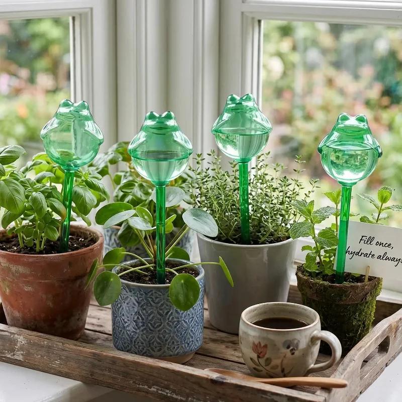 8Pcs Automatic Plant Watering Ball Plastic Frog Shape Plant Device Garden Indoor Flowers Water Cans Self Drip Irrigation Tool