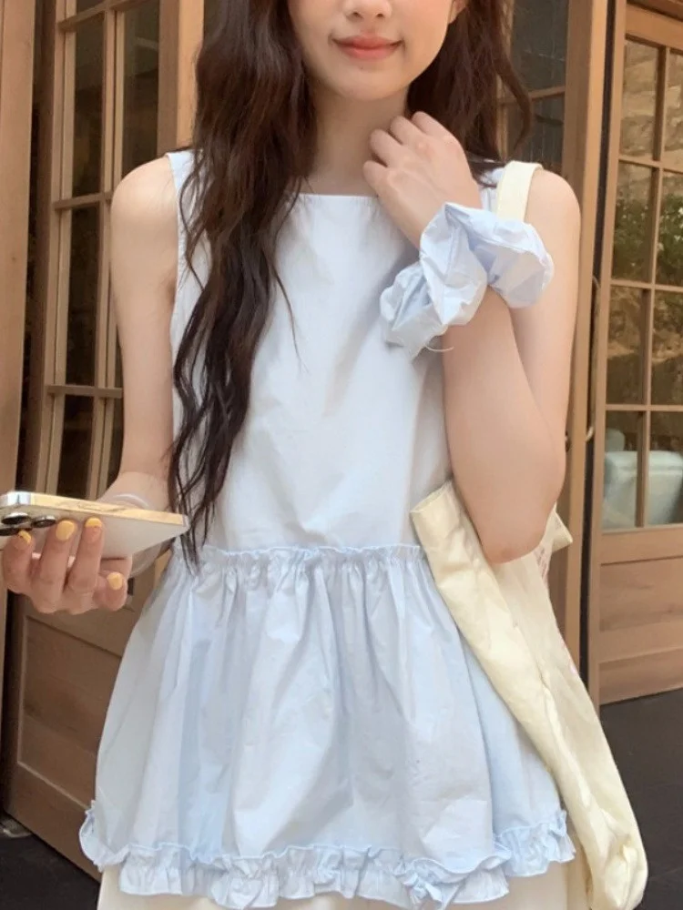 

Милый воротник с рюшами, свободный крой, круглый женский зимний цвет 2025, юбка против морщин, топ с подолом