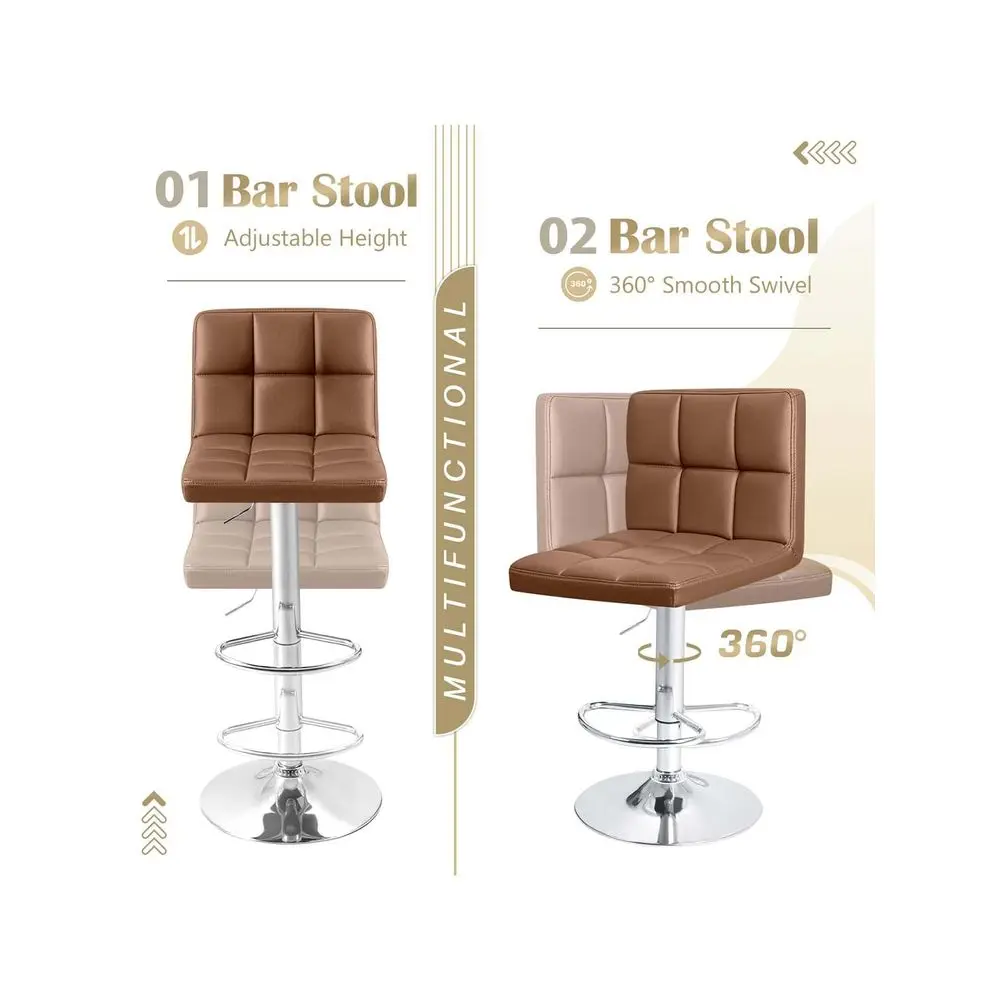 

Bar Stools Sillas Para Barra AltaModern Bar Stools PU Leather Adjustable Swivel Barstools, Armless Hydraulic Kitchen Counter Bar
