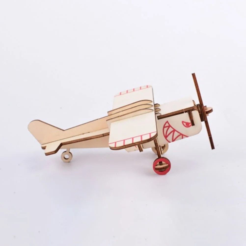 Earth Tones Glider Toy Handicraft Plane Wooden 3 Puzzles Handmade Airplane Model