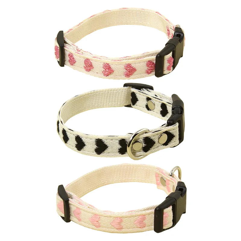 

Pet Supplies, Twill Printed Heart-shaped Pet Dog Collars, Adjustable, Sturdy and Durable Cat Collars with Buckles