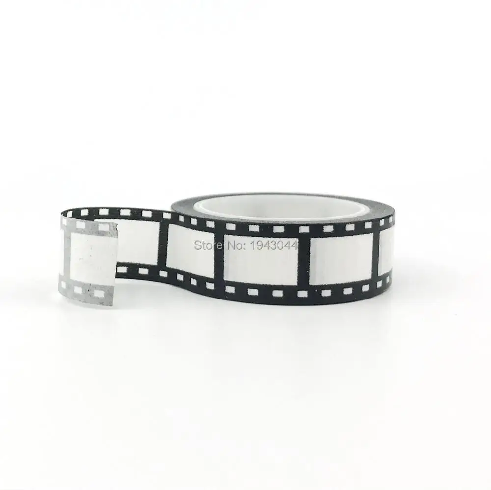Fita Japonesa Kawaii para Álbum Fotográfico, Preto e Branco, Filme para Câmara, Fita Washi, Ferramentas de Scrapbooking, Ferramentas Decorativas