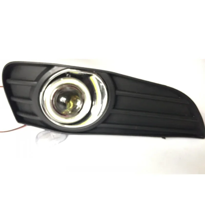 EEMRKE Fog Lamp Assembly For Geely MK Facelift 2013 MK Cross LED Angel Eye DRL Daytime Running Lights with H11 55W Halogen Bulb