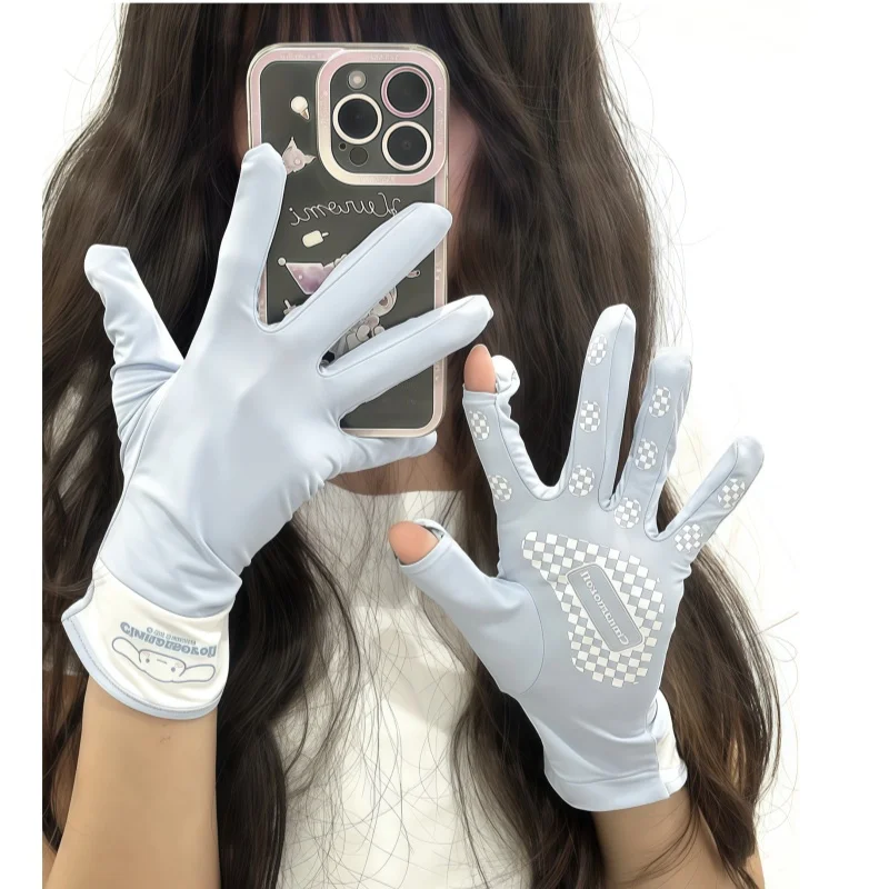 

Sanrio Hello Kitty Kuromi Sun Protection Gloves Ice Silk Breathable Touch Screen Anti Summer Driving While Wearing