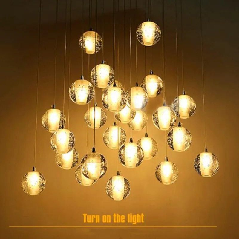 

Nordic Crystal Ball LED Pendant Lights Decoration for Living Room Creative Home Indoor Decor Lighting Ladder Stair Hanging Lamp