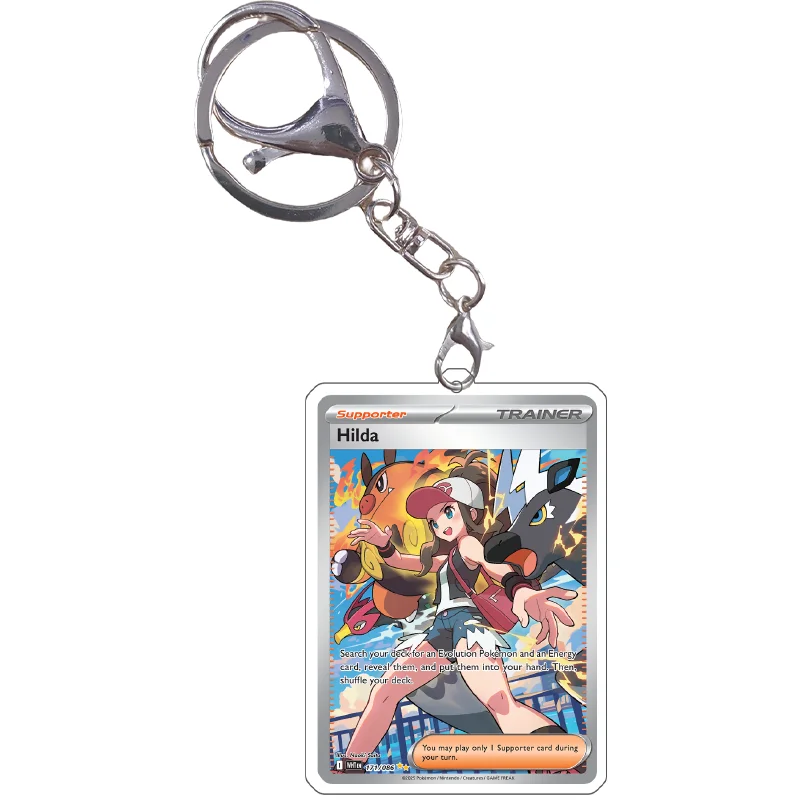

Pokemon Keychain Cards Reshiram Hilda Victini Hydreigon sv11w White Flare Anime Game Self Made Acrylic Gift Pendant Decoration