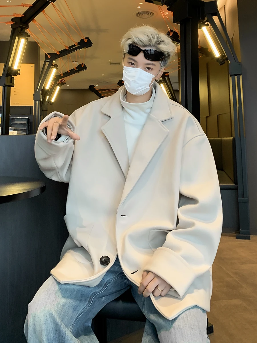

Trench Coats Retro Men Spring Quick-Dry Mid-Length Py Nightclub Premium Youth Chic Pockets Zipper Epaulets Stylish Trendy Sports