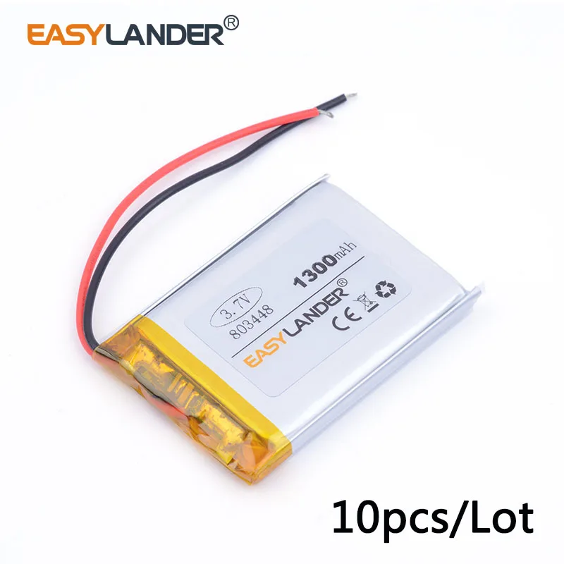 

10pcs/Lot 3.7V,1300mAH 803448 polymer lithium ion / Li-ion battery for model aircraft GPS mp3 mp4 cell phone speak E-book DVR