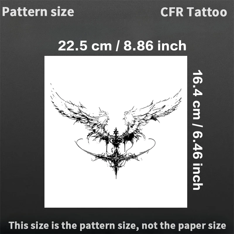 Angel Wings Crown Herbal Juice Tattoo Patch Dark Gothic Style Back Waterproof Temporary Tattoo Durable Fake Tattoo Festival