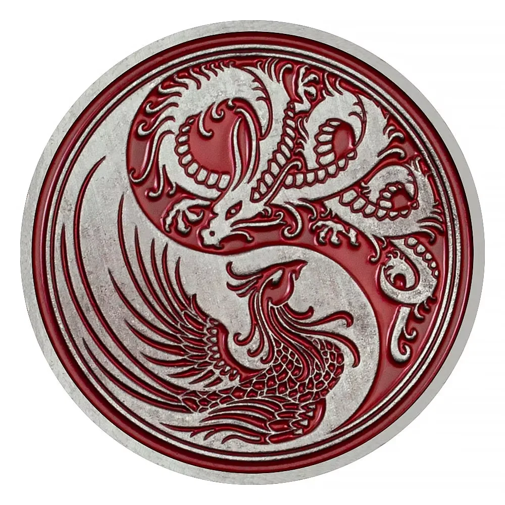 Dragon and Phoenix Auspicious Medallion Souvenir Coin Chinese Style Embossed Lucky Coins Ornaments Metal Creative Gifts