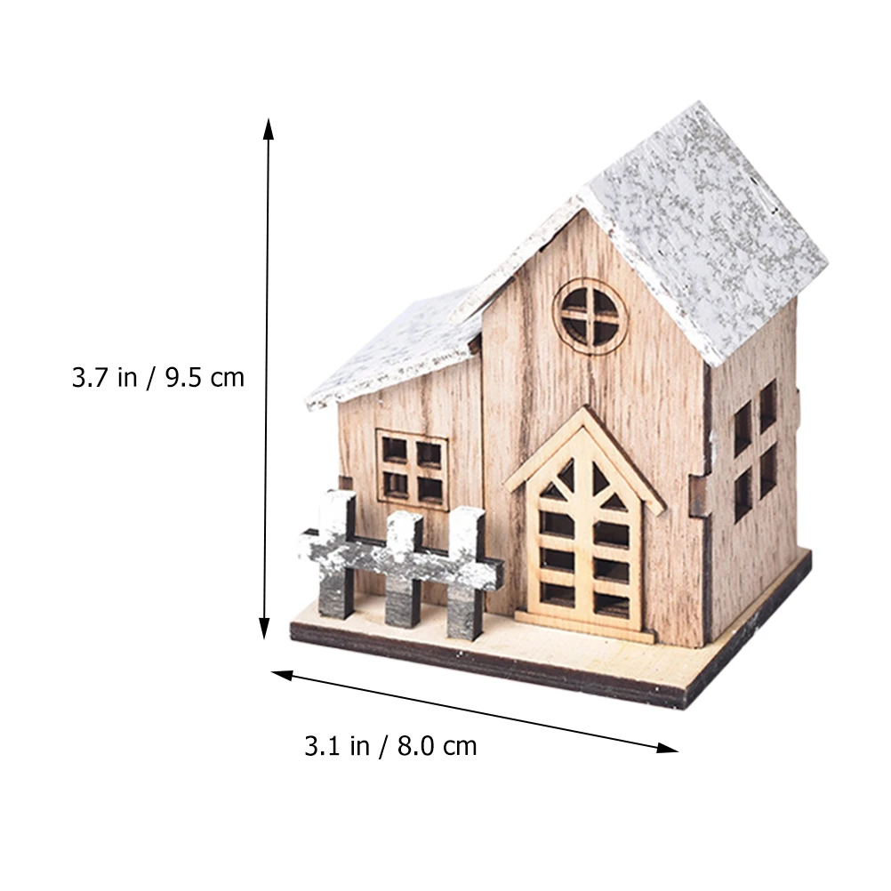 

2Pcs Christmas Luminous Wood Small House Decorations Xmas Desktop Ornaments Festival Gift Home Party Adornment