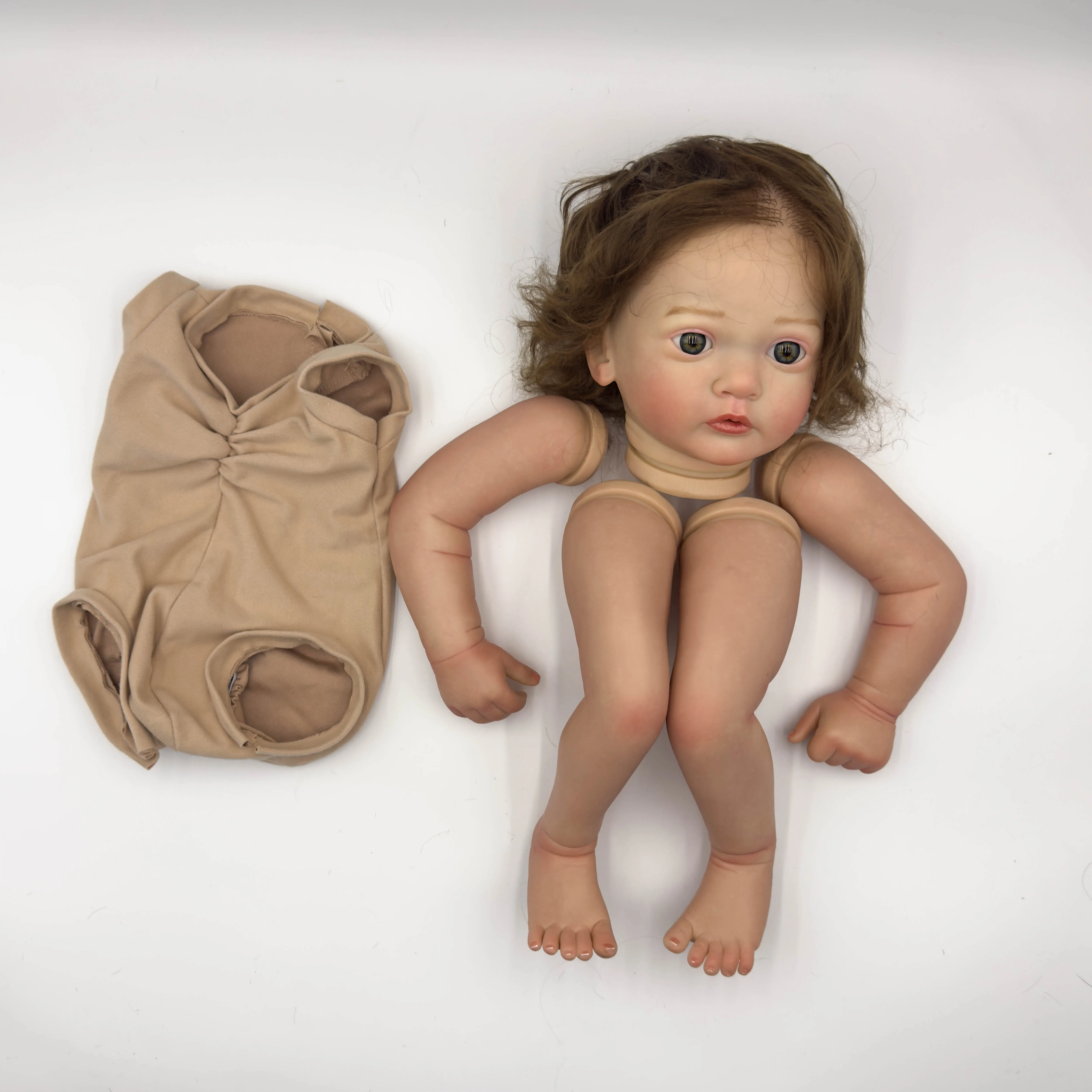 NPK 24 pollici Ayana Kit bambola rinata realistica incompiuta con parti di bambola dipinte con capelli castani ricci per figure da collezione fai da te