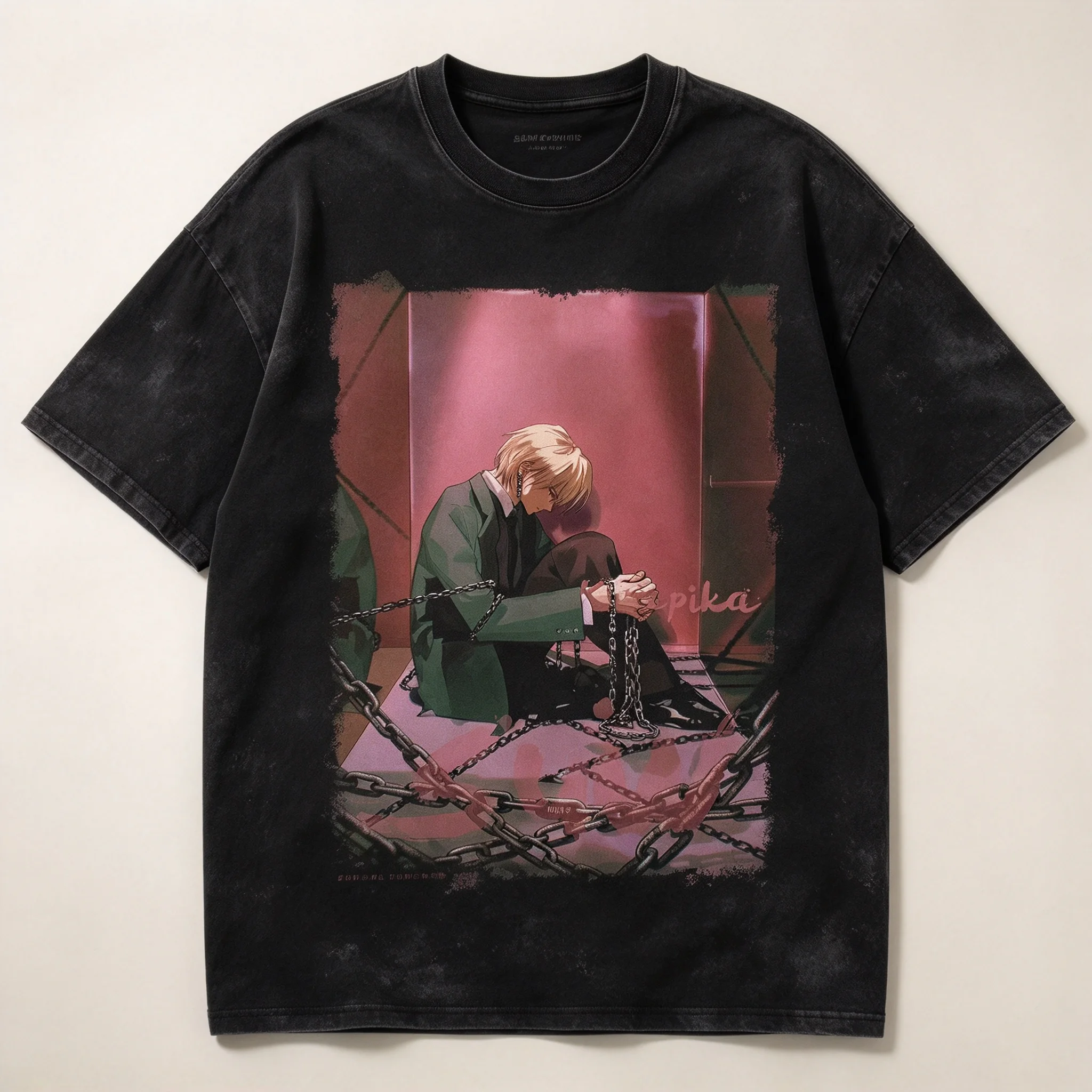 Washed Texture Hunter X Hunter Anime Print T-shirt Vintage Cotton Short Sleeve Gon Killua Kurapika Graphic Tops