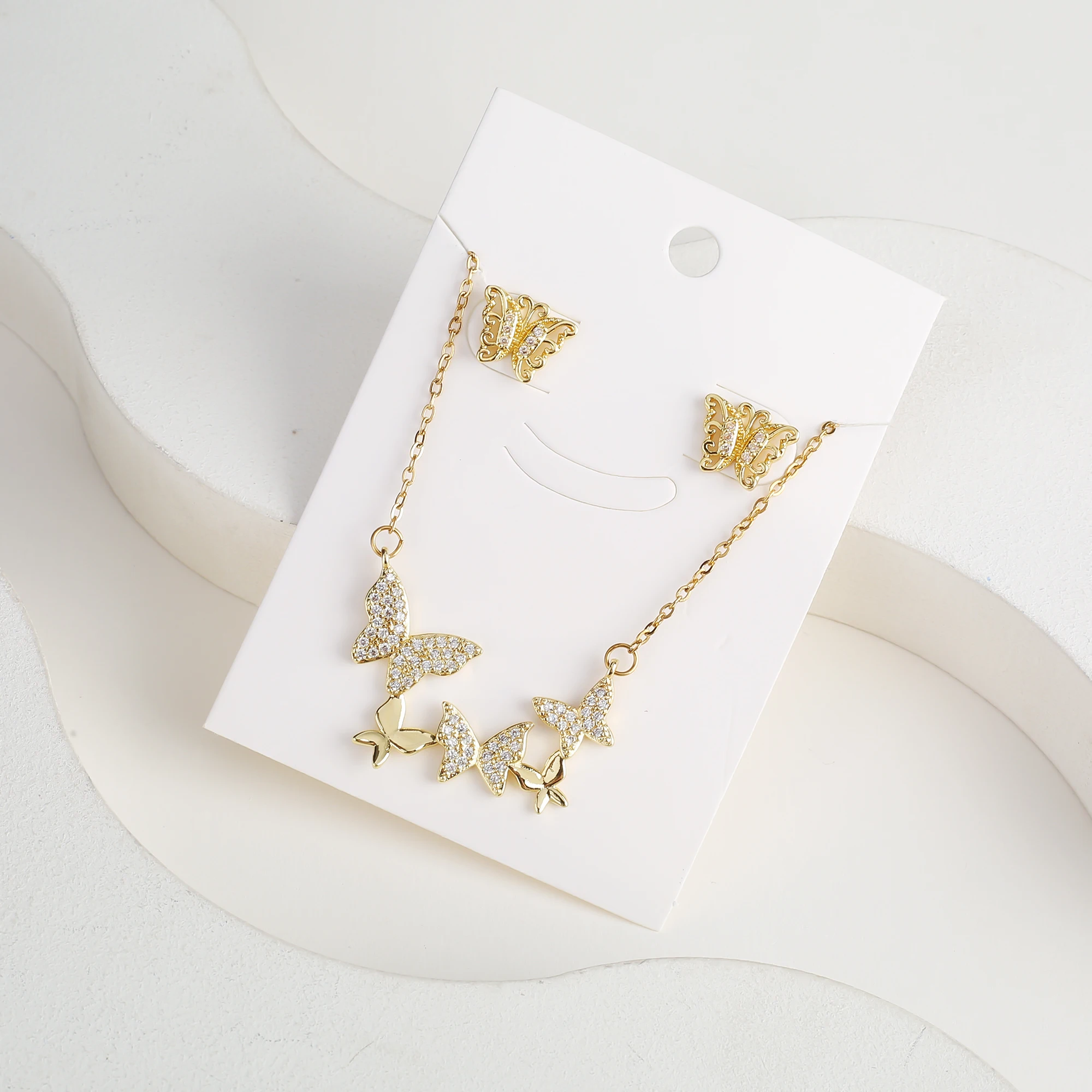 6 Styles New Fashion Zirconia Butterfly Insect Jewelry Set Necklace Earrings Temperament Women Girls Party Jewelry Birthday Gift