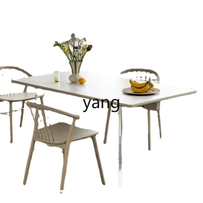 

CX Acrylic Suspended Solid Wood Stone Plate Small Apartment Light Luxury Log Dining Tables and Chairs Set