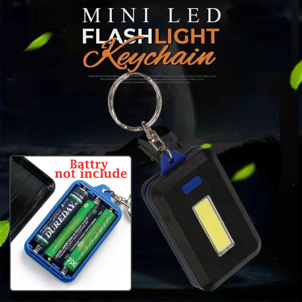 FTOYIN Keychain Flashlight COB Portable Camping Lights AAA Battery Strong Outdoor Work Light Three Light Modes Mini Flashlight
