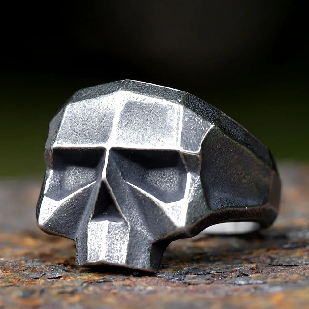 2024 New Punk Rock 316L Stainless Steel Vintage Skull Ring For Men Jewelry For Teens Factory Boyfriend Gift