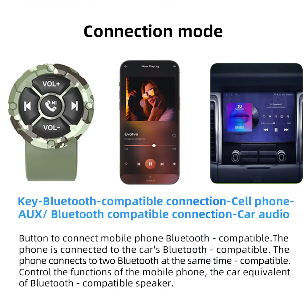 1 قطعة دراجة نارية بلوتوث متوافق مع الوسائط حجم زر اللاسلكية التحكم عن بعد ل IOS أندرويد هاتف لوحي توجيه السيارة