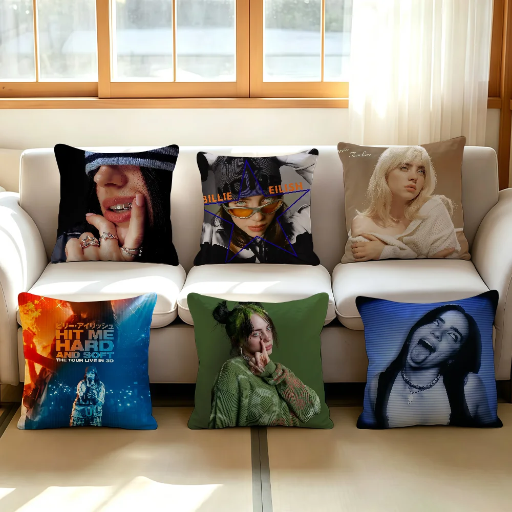 American singer B-Billie-Girl E-eilish cushion cover Comfortable Decorative For Bedroom Living room Dormitory Picnic and Holiday