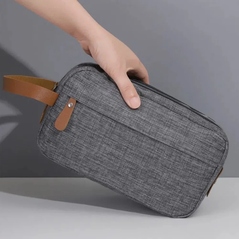 Solid Color Travel Toiletry Bag Large-Capacity Handheld Men's Toiletry Bag With Compartments Double-Layer Makeup Bag